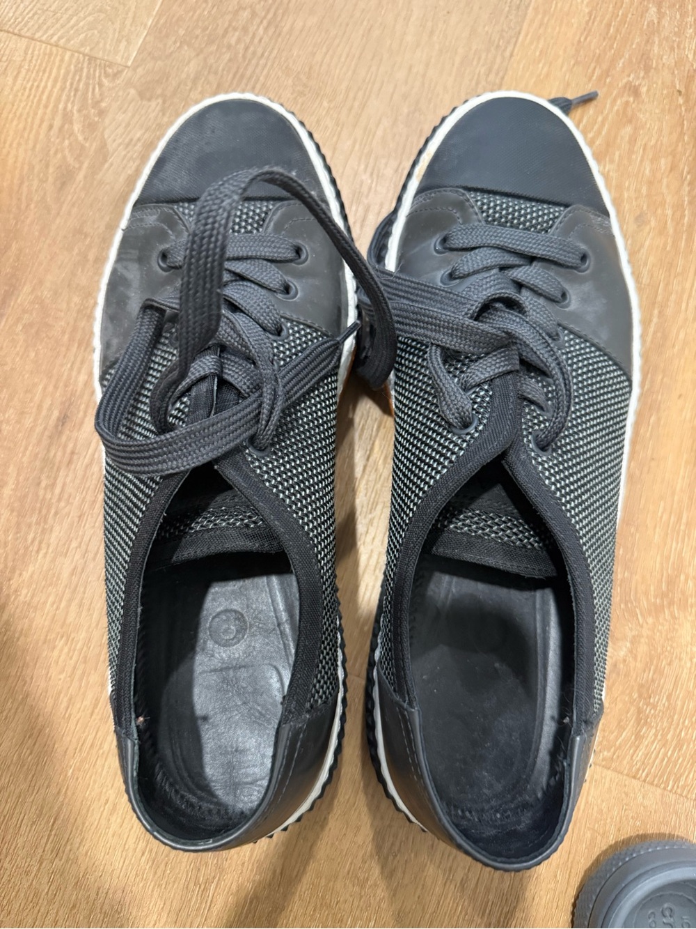 Prada Gray and Black Knit Lace-Up Sneaker